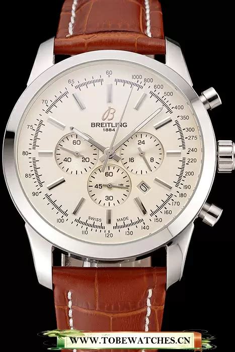 breitling transocean beige dial brown leather strap|Pre.